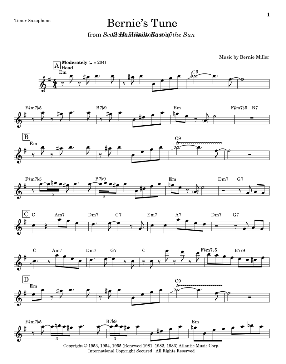 Bernie's Tune — Page 1